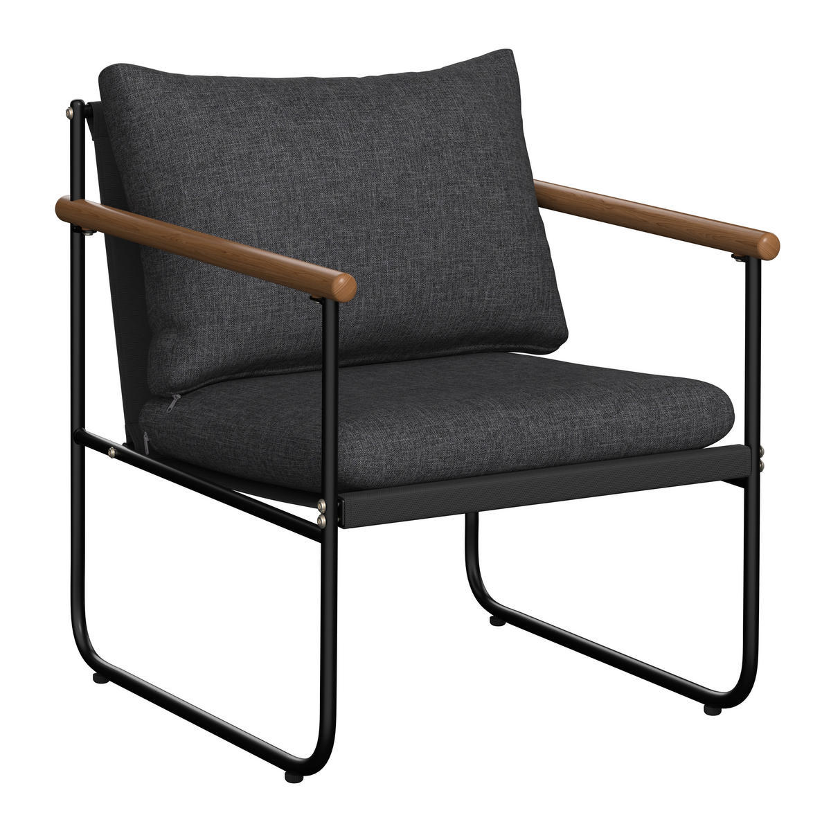 LOUNGEGARNITUR Eisen  - Anthrazit/Schwarz, MODERN, Glas/Textil (125/75/76cm) - Ambia Garden