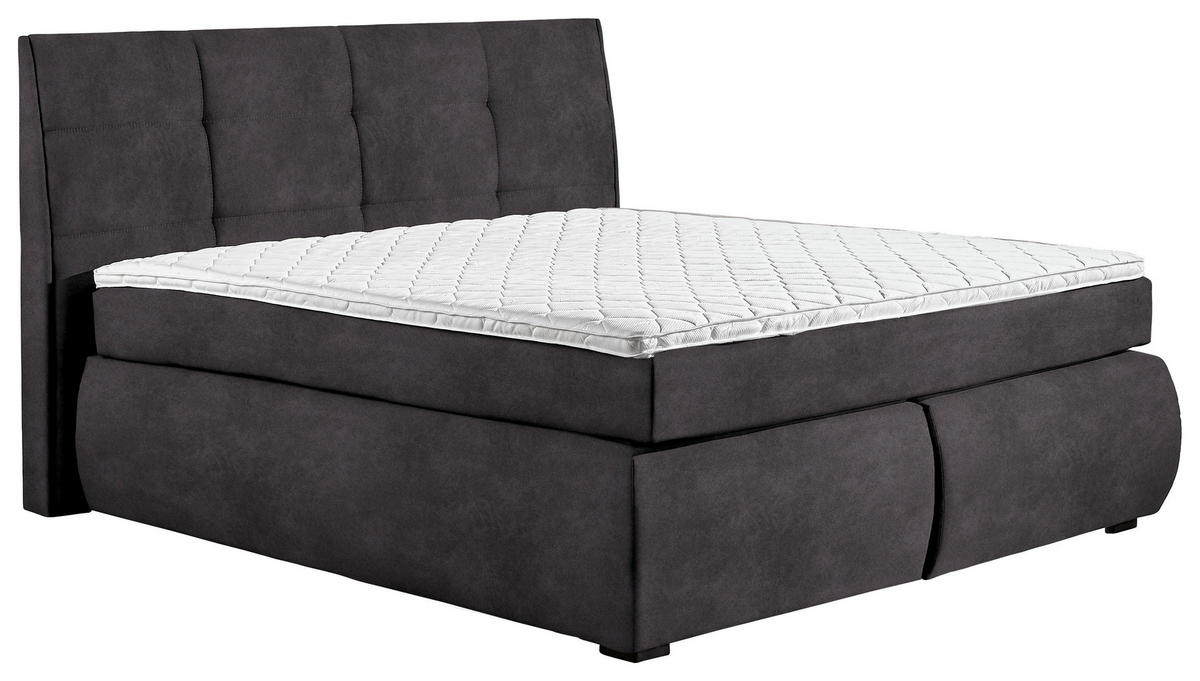 BOXSPRINGBETT 180/200 cm  in Anthrazit  - Wengefarben/Anthrazit, KONVENTIONELL, Holz/Textil (180/200cm) - Xora