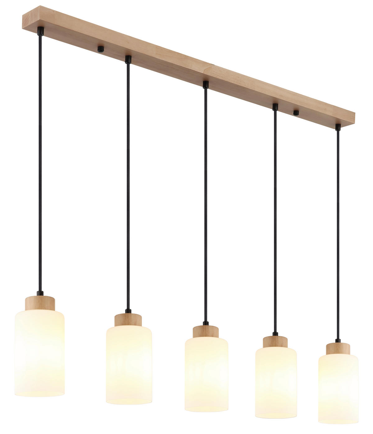 HÄNGELEUCHTE Rowena 100/10/120 cm  - Schwarz/Braun, Design, Glas/Holz (100/10/120cm) - Globo