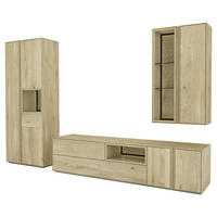 WOHNWAND  in Eichefarben  318/205,8/50 cm  - Eichefarben, Natur, Glas/Leder (318/205,8/50cm) - Cassando