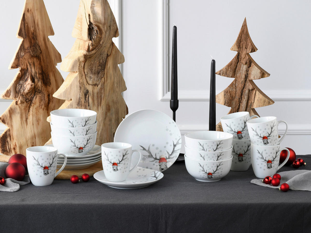 KOMBISERVICE Weiß 18-teilig Hirsch  - Weiß, Basics, Keramik - Creatable