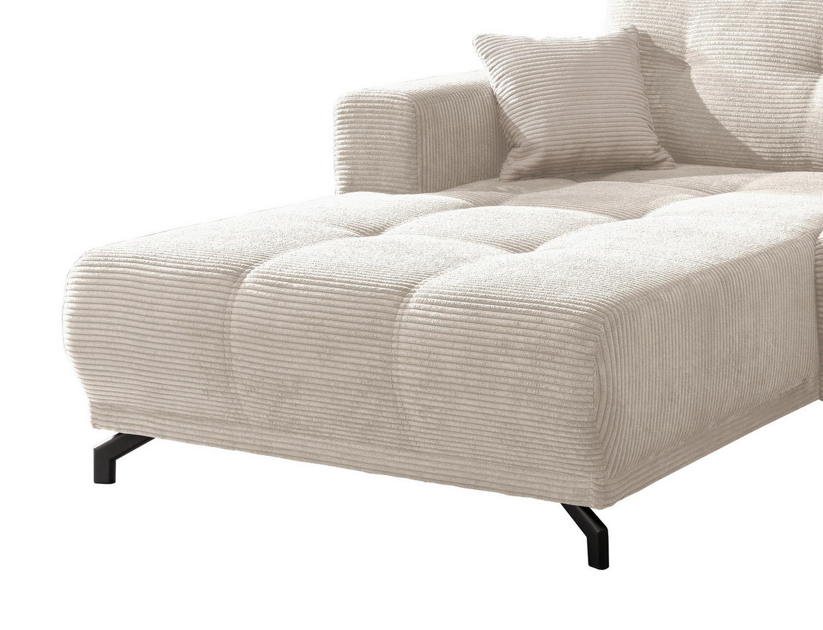 ECKSOFA in Cord Beige  - Beige/Schwarz, Modern, Holz/Textil (177/246cm) - MID.YOU