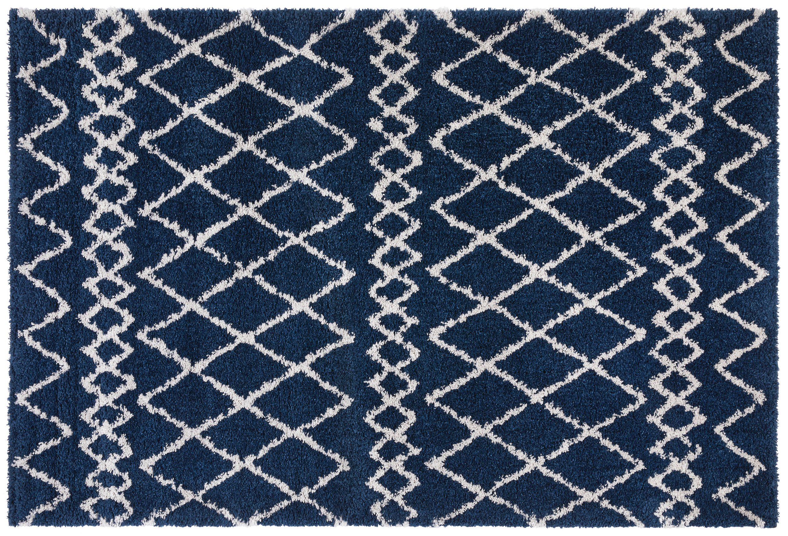 Hochflor Teppich Weiß/blau Jenson 160x230 Cm