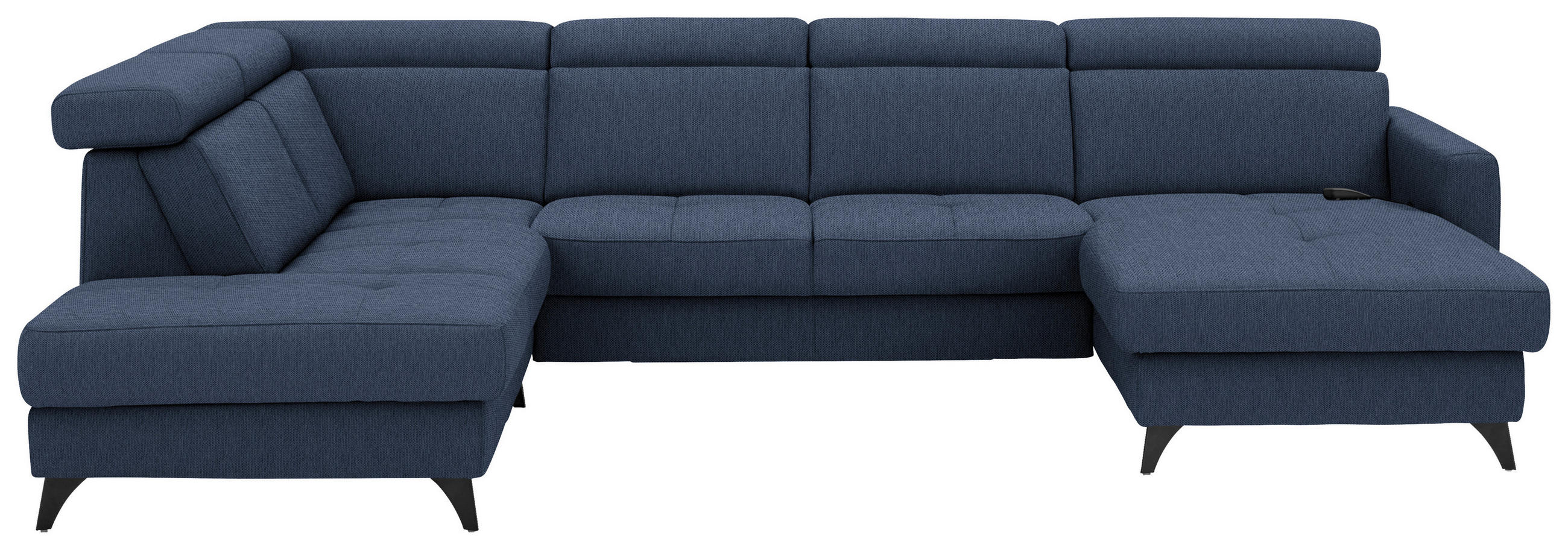 WOHNLANDSCHAFT Flachgewebe Dunkelblau  - Schwarz/Dunkelblau, Konventionell, Textil/Metall (215/333/174cm) - Beldomo System