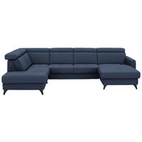 WOHNLANDSCHAFT Flachgewebe Dunkelblau  - Schwarz/Dunkelblau, Konventionell, Textil/Metall (215/333/174cm) - Beldomo System