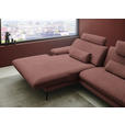 ECKSOFA  in Chenille, Flachgewebe Weinrot Rücken echt  180/284 cm  - Weinrot/Schwarz, Design, Textil/Metall (180/284cm) - Dieter Knoll