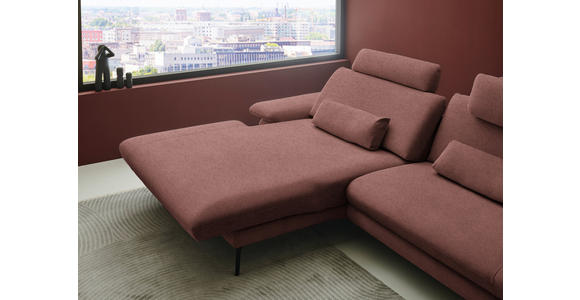 ECKSOFA  in Chenille, Flachgewebe Weinrot Rücken echt  180/284 cm  - Weinrot/Schwarz, Design, Textil/Metall (180/284cm) - Dieter Knoll