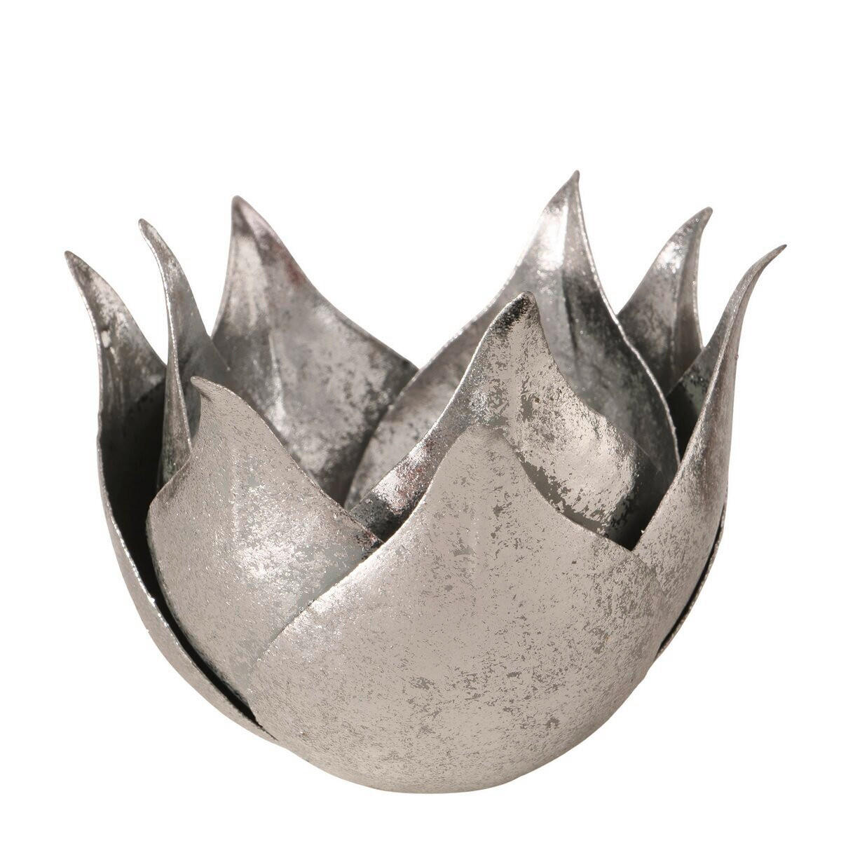 DEKORAČNÝ KVET  - strieborná, Basics, kov (12/12/8cm)