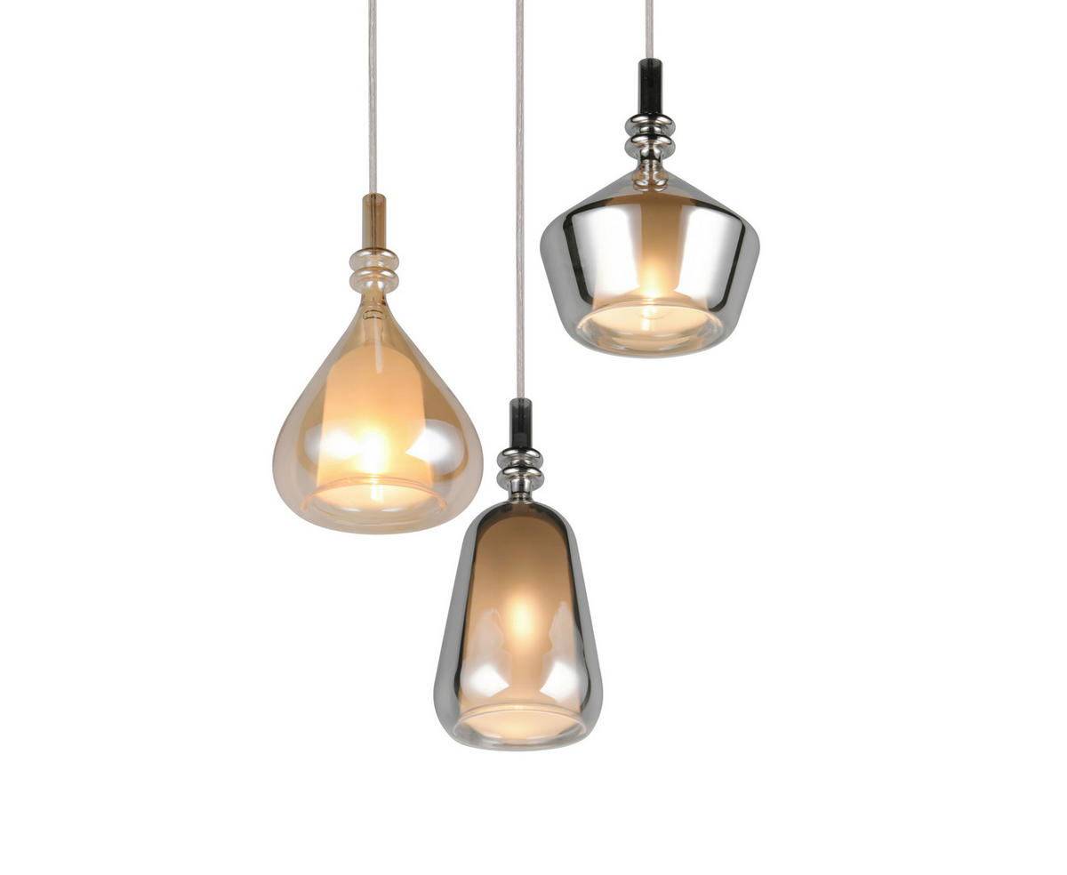 PENDELLEUCHTE ALDEA 28/200 cm   - Chromfarben/Hellbraun, Trend, Glas/Metall (28/200cm) - Trio Leuchten
