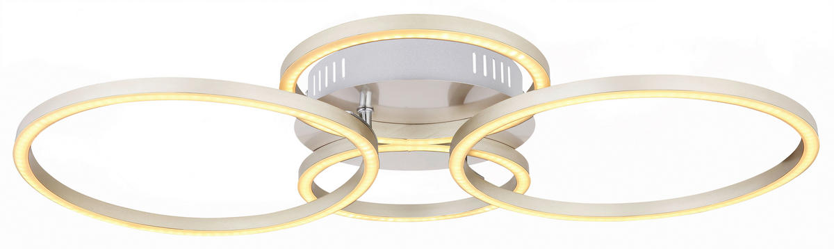 LED-DECKENLEUCHTE 40 W    65,5/40,6/7,5 cm  - Opal/Nickelfarben, Basics, Kunststoff/Metall (65,5/40,6/7,5cm) - Globo