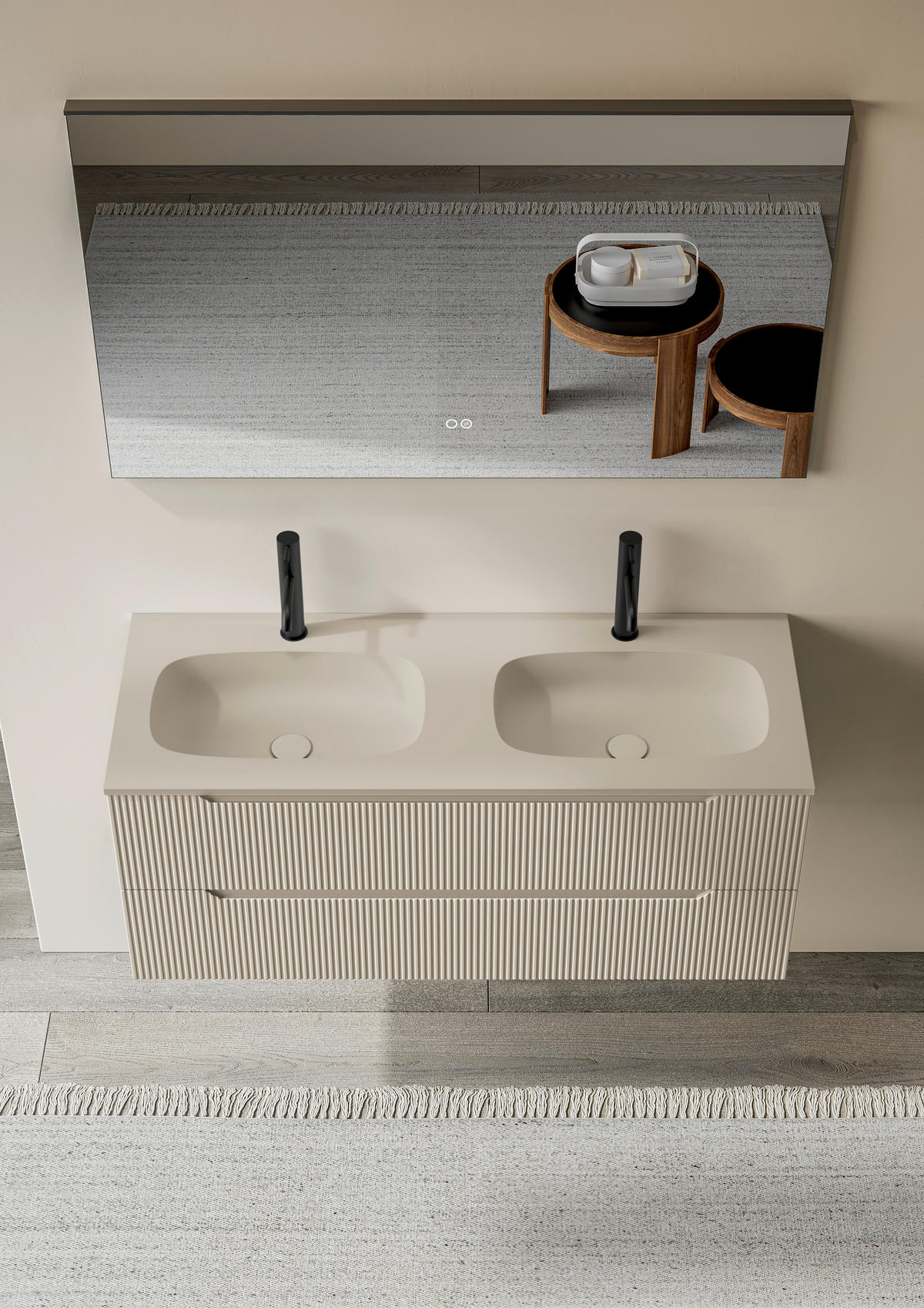 BADEZIMMER 3-teilig 120 cm  - Weiss/Seidengrau, Konventionell, Holzwerkstoff/Stein (120cm) - Belluti