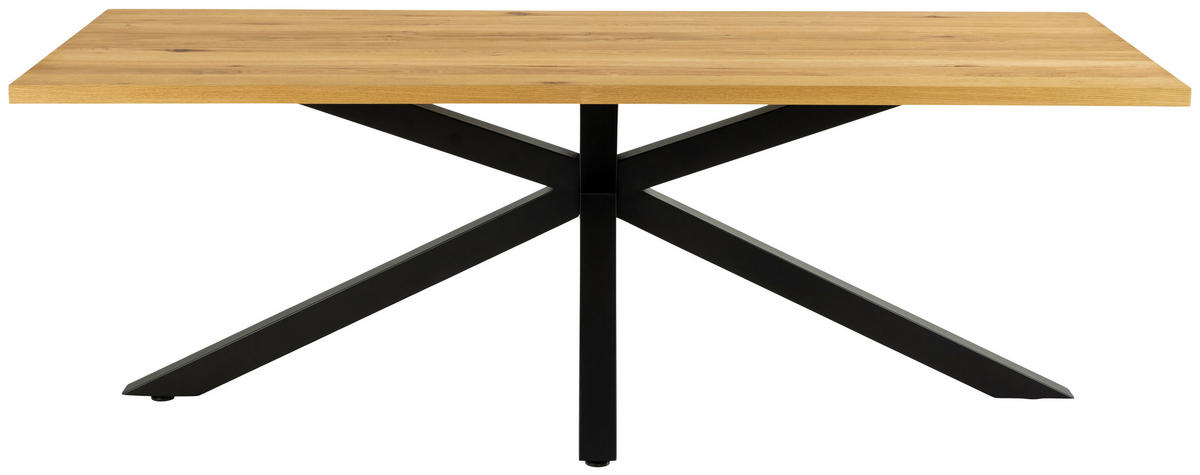 JEDILNA MIZA, furnirano hrast barve hrasta  - črna/barve hrasta, Trend, kovina/les (220/90/75,5cm) - MID.YOU