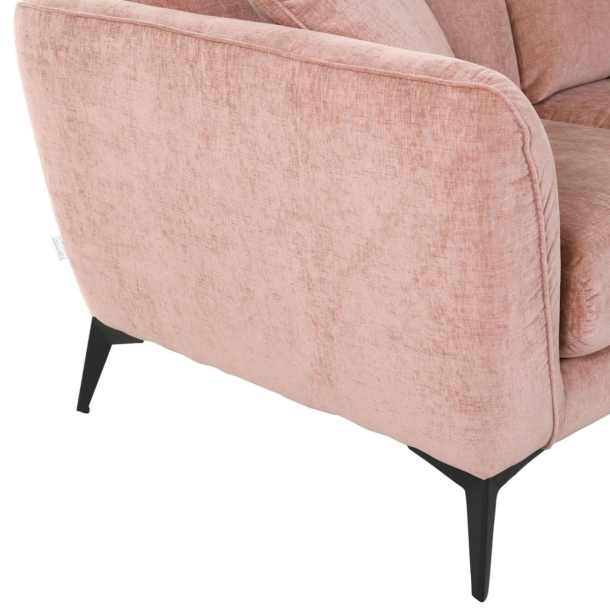 2-SITZER-SOFA Flachgewebe Altrosa  - Schwarz/Altrosa, KONVENTIONELL, Textil/Metall (190/70/98cm) - Carryhome