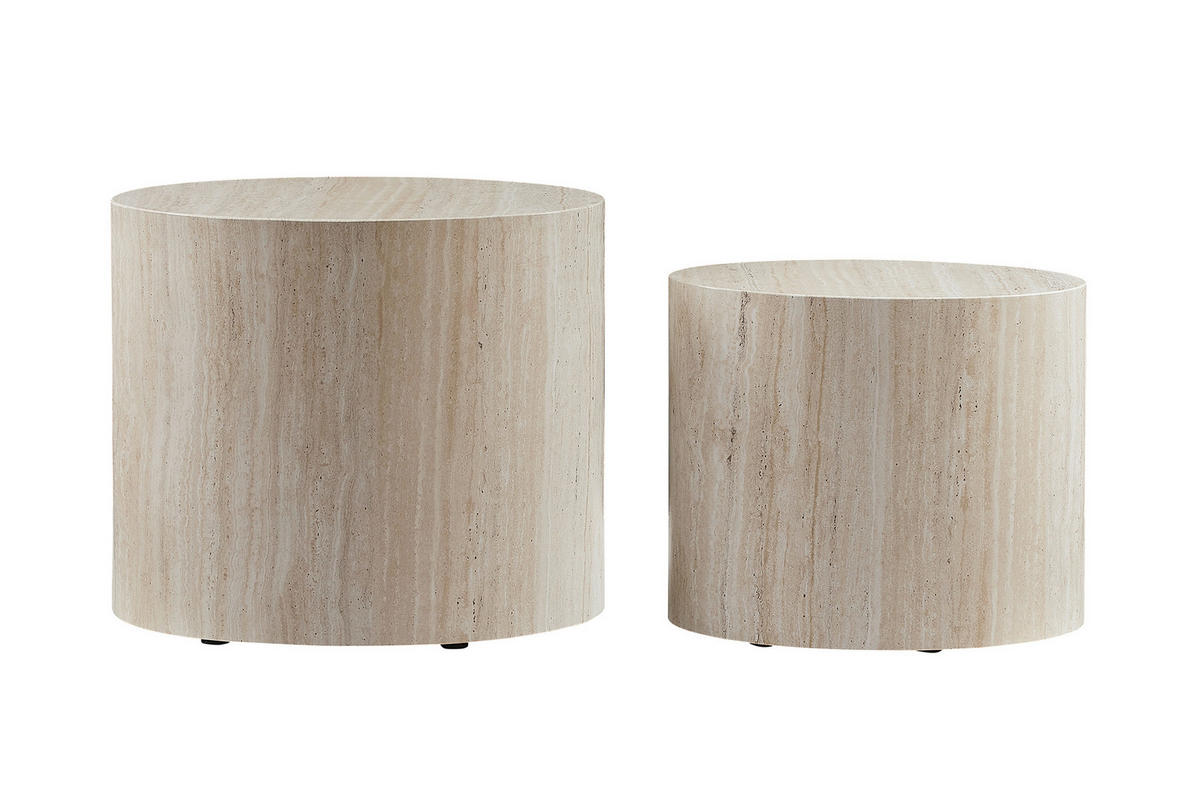 COUCHTISCHSET oval Beige  - Beige, MODERN, Holzwerkstoff (48-40/33-24,5/40-33cm) - Livetastic