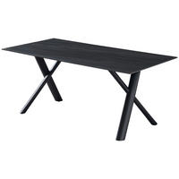 ESSTISCH 180/90/76 cm  Metall, Stein rechteckig Schwarz, Dunkelgrau  - Dunkelgrau/Schwarz, MODERN, Stein/Metall (180/90/76cm) - Livetastic