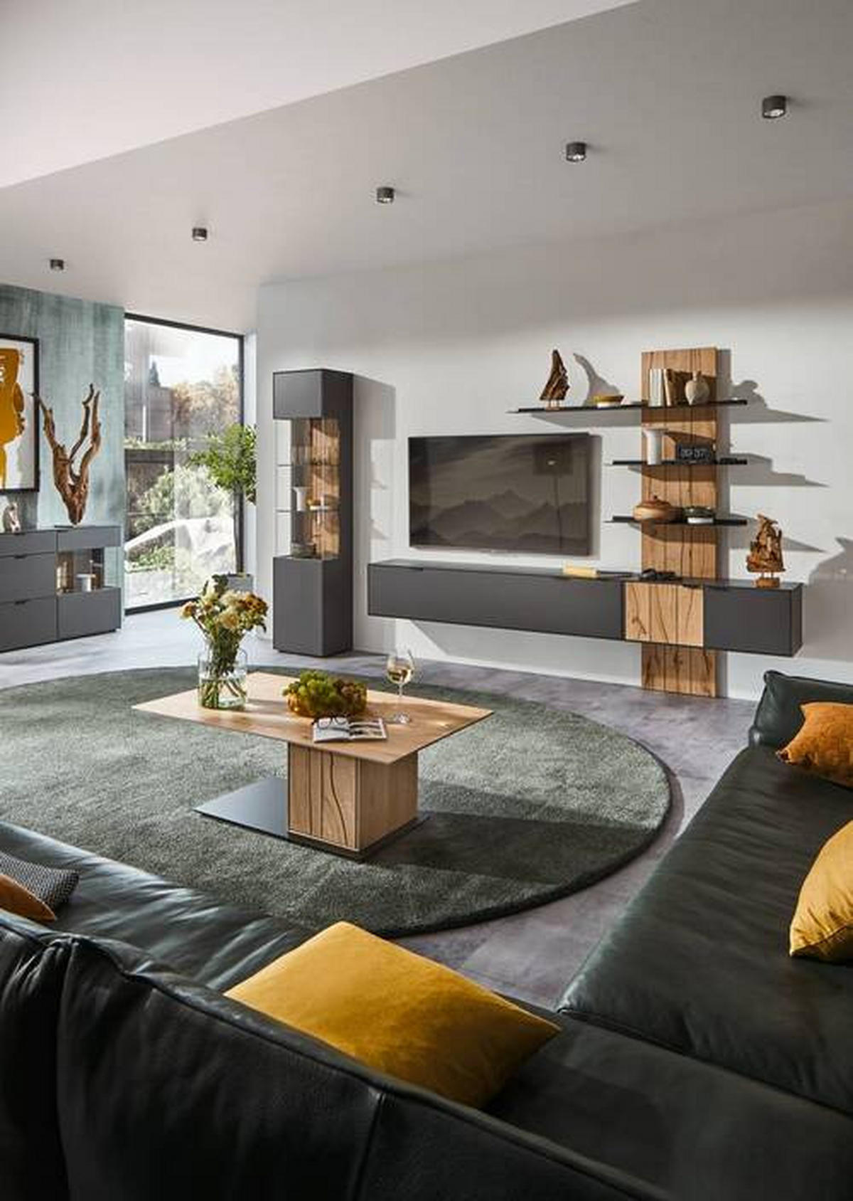 WOHNWAND  in Graphitfarben, Eichefarben  273,8/205,5/37,1 cm  - Eichefarben/Anthrazit, Design, Holz/Holzwerkstoff (273,8/205,5/37,1cm) - Dieter Knoll