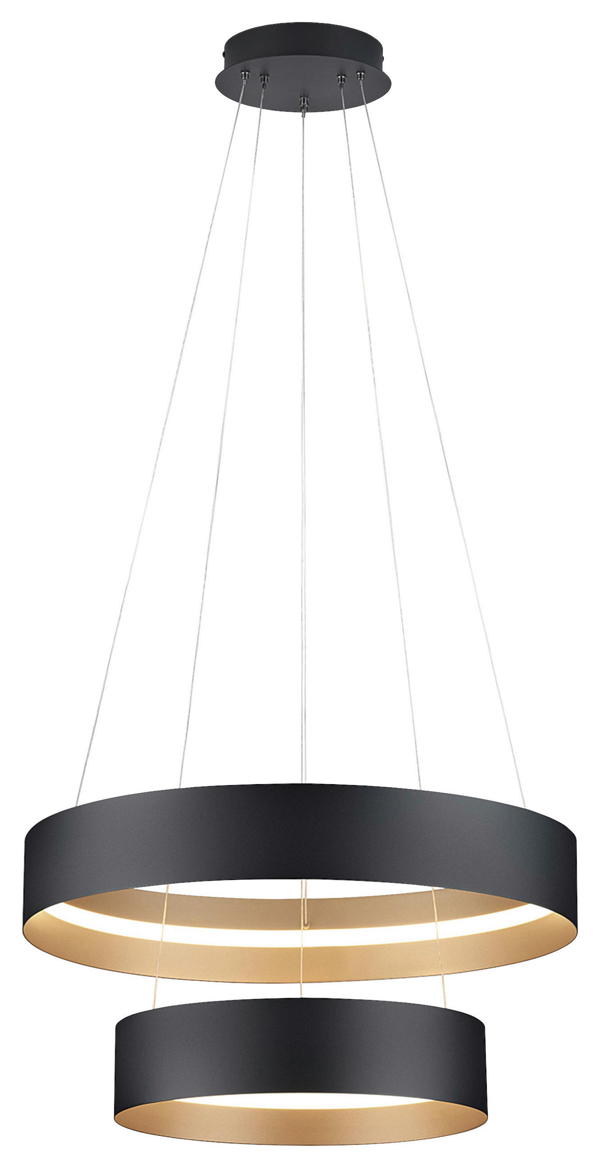 LED-HÄNGELEUCHTE Musterring 60/150 cm  - Goldfarben/Schwarz, Design, Metall (60/150cm) - Musterring
