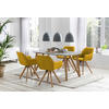 TISCHGRUPPE Gelb, Grau, Naturfarben  - Gelb/Naturfarben, MODERN, Holz/Textil (180/90/76cm) - Livetastic