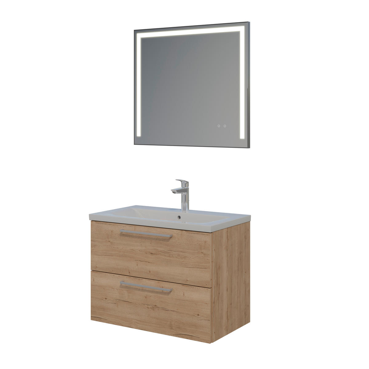 BADEZIMMER 3-teilig  in 81 cm  - Chromfarben/Eichefarben, MODERN, Keramik/Holzwerkstoff (81cm) - Celina Home