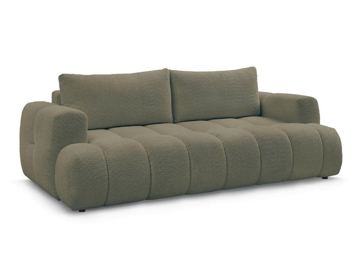 SCHLAFSOFA FUJI Bouclé Grün  inkl.  - Schwarz/Grün, MODERN, Kunststoff/Textil (251/113/88cm)