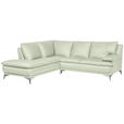 ECKSOFA Weiß Echtleder  - Chromfarben/Weiß, Design, Leder/Metall (224/252cm) - Novel