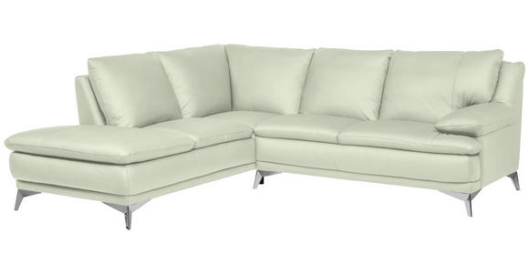 ECKSOFA Weiß Echtleder  - Chromfarben/Weiß, Design, Leder/Metall (224/252cm) - Novel