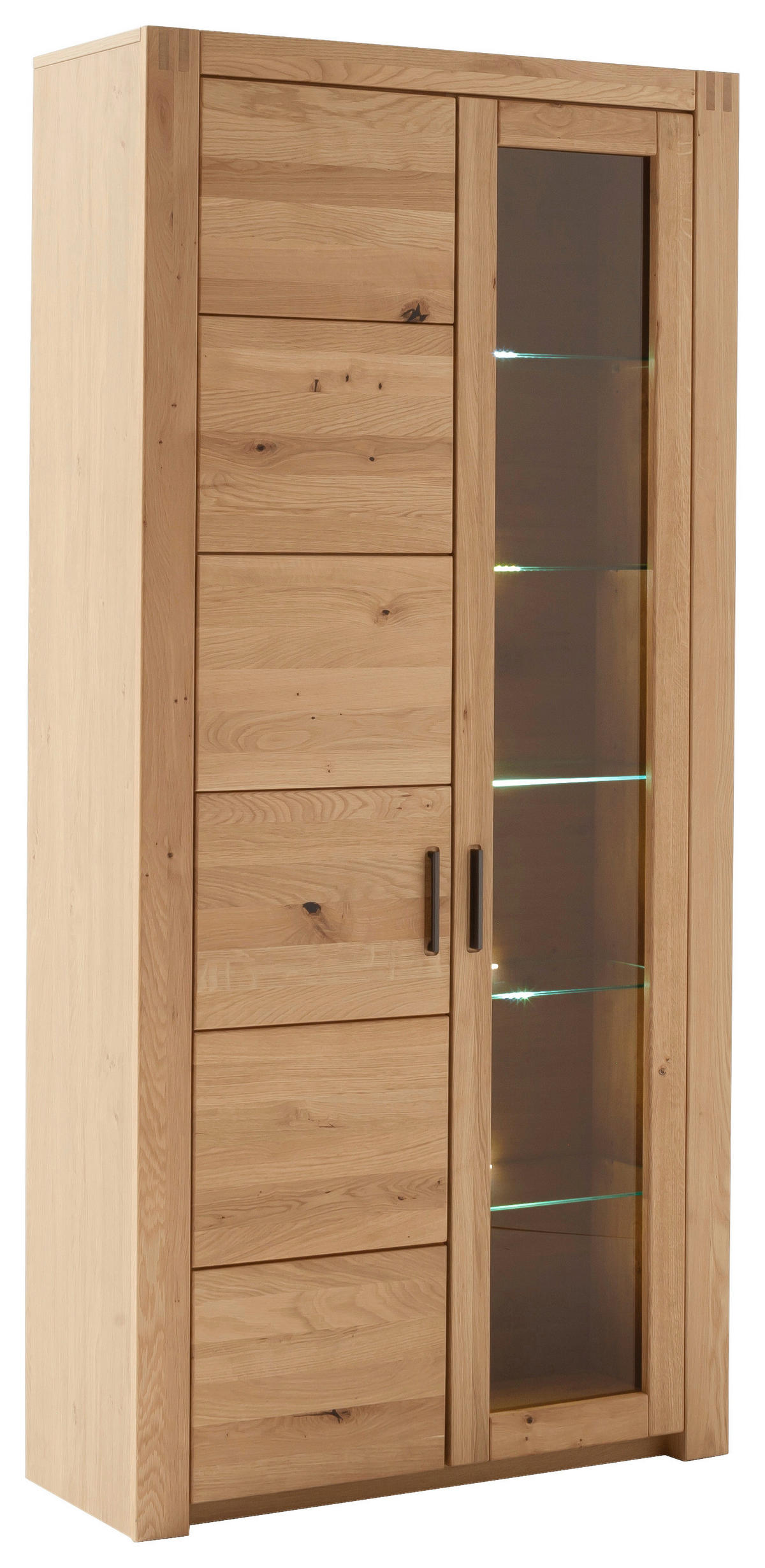 VITRINE in massiv Asteiche Eichefarben  - Eichefarben/Anthrazit, Design, Glas/Holz (97/203/37cm) - Livetastic