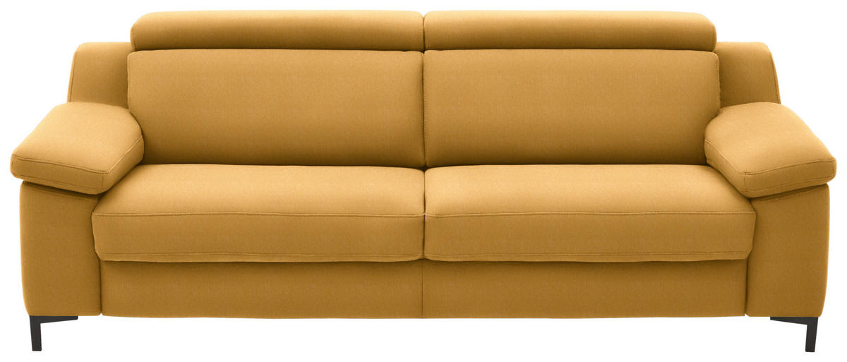3-SITZER-SOFA in Chenille Gelb  - Gelb/Schwarz, Design, Textil/Metall (230/104/104cm) - Valdera