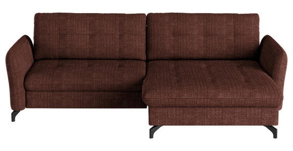 ECKSOFA in Flachgewebe, Leinenoptik Rotbraun  242/170 cm  - Rotbraun/Schwarz, Design, Textil/Metall (242/170cm) - Xora