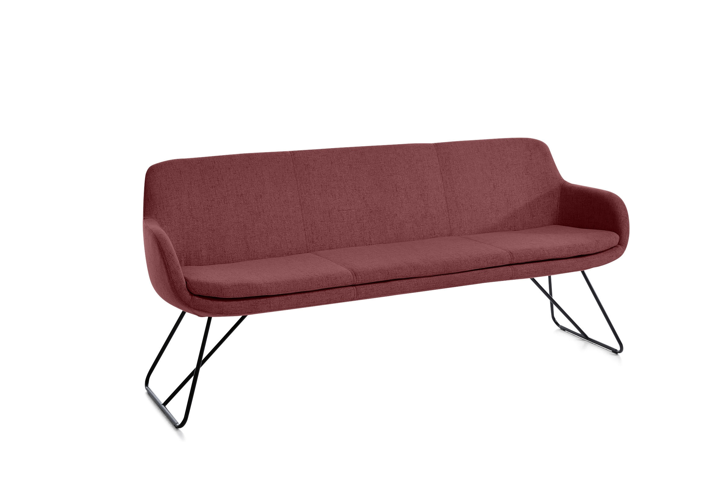 SITZBANK 180/87/65 cm Webstoff Bordeaux Metall  - Bordeaux/Schwarz, Design, Textil/Metall (180/87/65cm) - Musterring