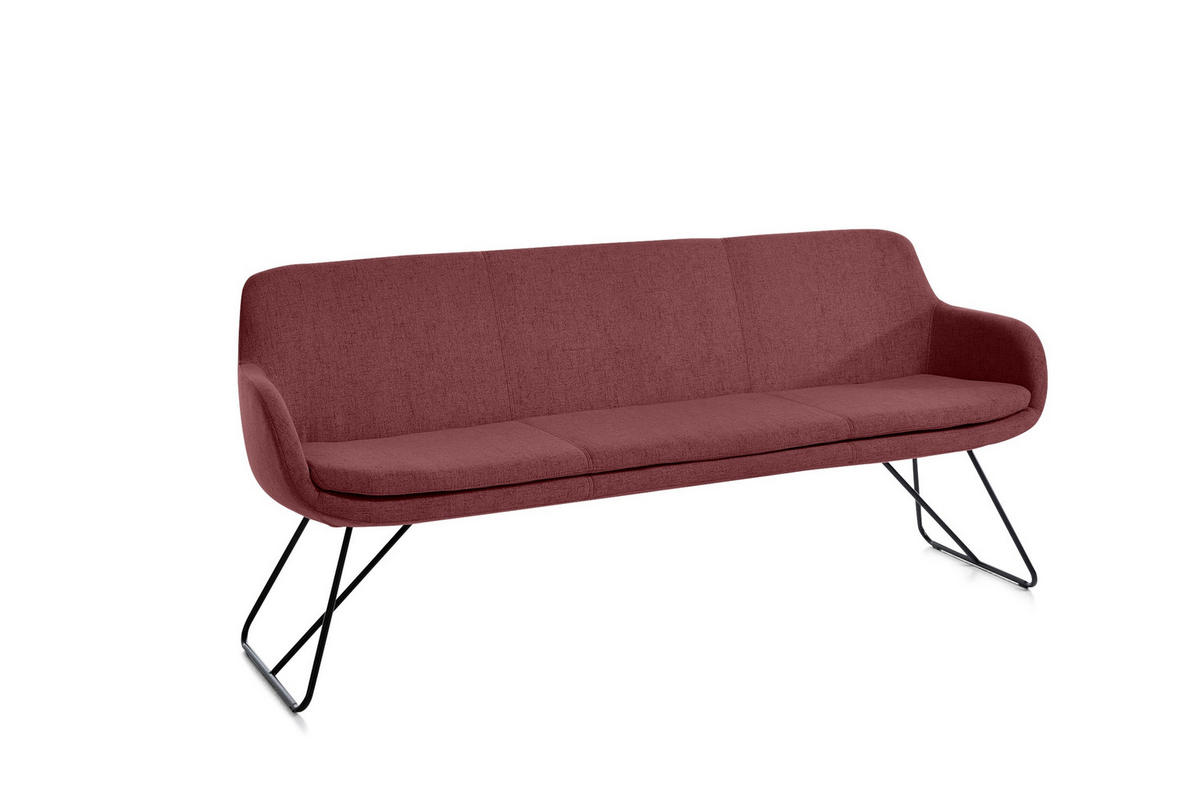 SITZBANK 180/87/65 cm Webstoff Bordeaux Metall  - Bordeaux/Schwarz, Design, Textil/Metall (180/87/65cm) - Musterring
