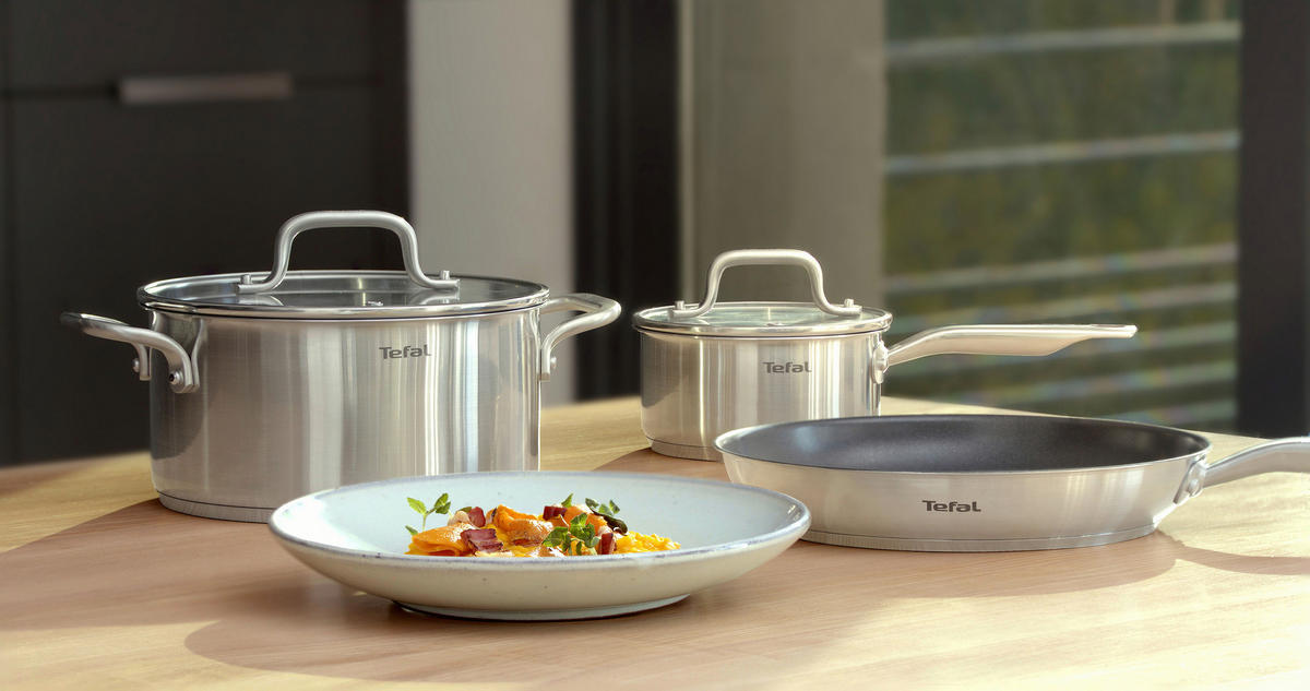 PFANNENSET VIRTUOSO Edelstahl 2-teilig  - Edelstahlfarben, Basics, Metall (49,5/32,5/9,0cm) - Tefal
