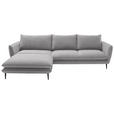 ECKSOFA  in Webstoff Grau  196/304 cm  - Schwarz/Grau, KONVENTIONELL, Textil/Metall (196/304cm) - Hom`in