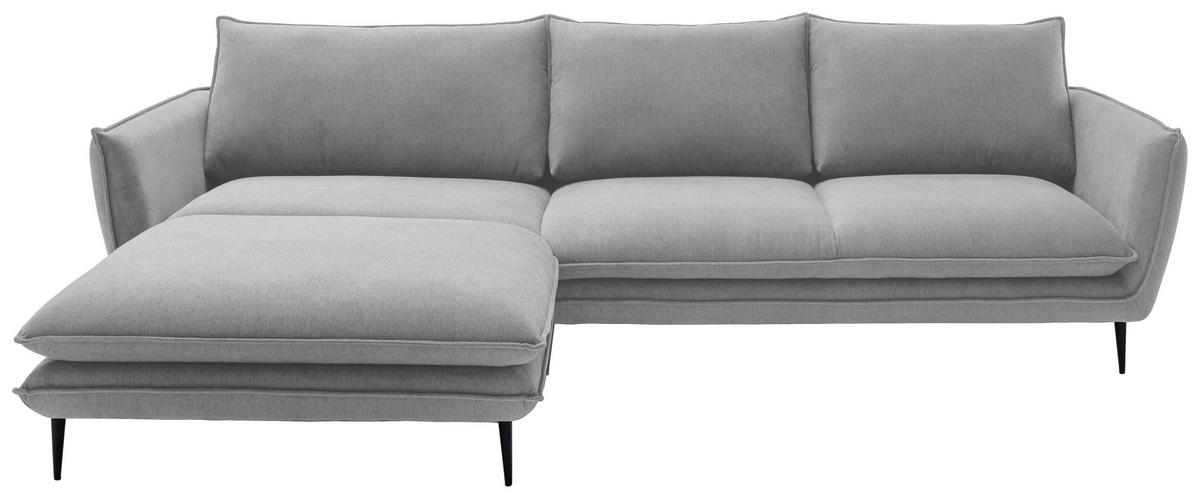 ECKSOFA Grau Webstoff  - Schwarz/Grau, KONVENTIONELL, Textil/Metall (196/304cm) - Hom`in