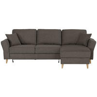 ECKSOFA in Flachgewebe Graubraun  - Eichefarben/Graubraun, Konventionell, Holz/Textil (265/159cm) - Carryhome