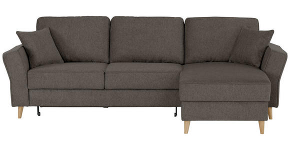 ECKSOFA in Flachgewebe Graubraun  - Eichefarben/Graubraun, KONVENTIONELL, Holz/Textil (265/159cm) - Carryhome