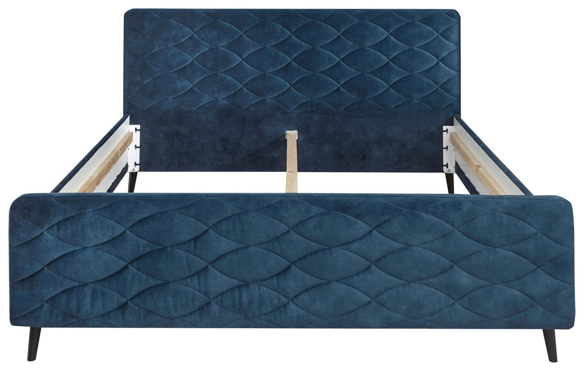 ČALÚNENÁ POSTEĽ, 180/200 cm, tmavomodrá - tmavomodrá, Basics, drevo/kompozitné drevo (180/200cm) - MID.YOU