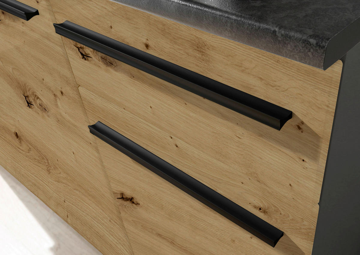 KÜCHENBLOCK 160 cm   in Braun, Eiche Artisan  - Schwarz/Eiche Artisan, Trend, Holzwerkstoff/Kunststoff (160cm) - Carryhome