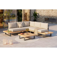 LOUNGEGARNITUR Akazie massiv Eisen  - Grau/Akaziefarben, Natur, Holz/Metall (160/72/72cm) - Ambia Garden