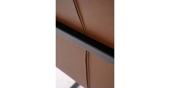 ARMLEHNSTUHL in Eisen Echtleder pigmentiert - Cognac/Schwarz, Design, Leder/Metall (55/91/64cm) - Ambia Home