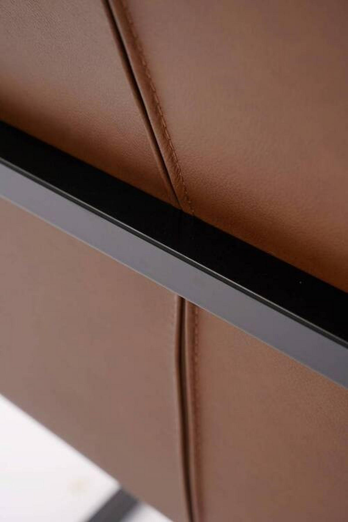 ARMLEHNSTUHL Eisen Echtleder pigmentiert  - Cognac/Schwarz, Design, Leder/Metall (55/91/64cm) - Ambia Home