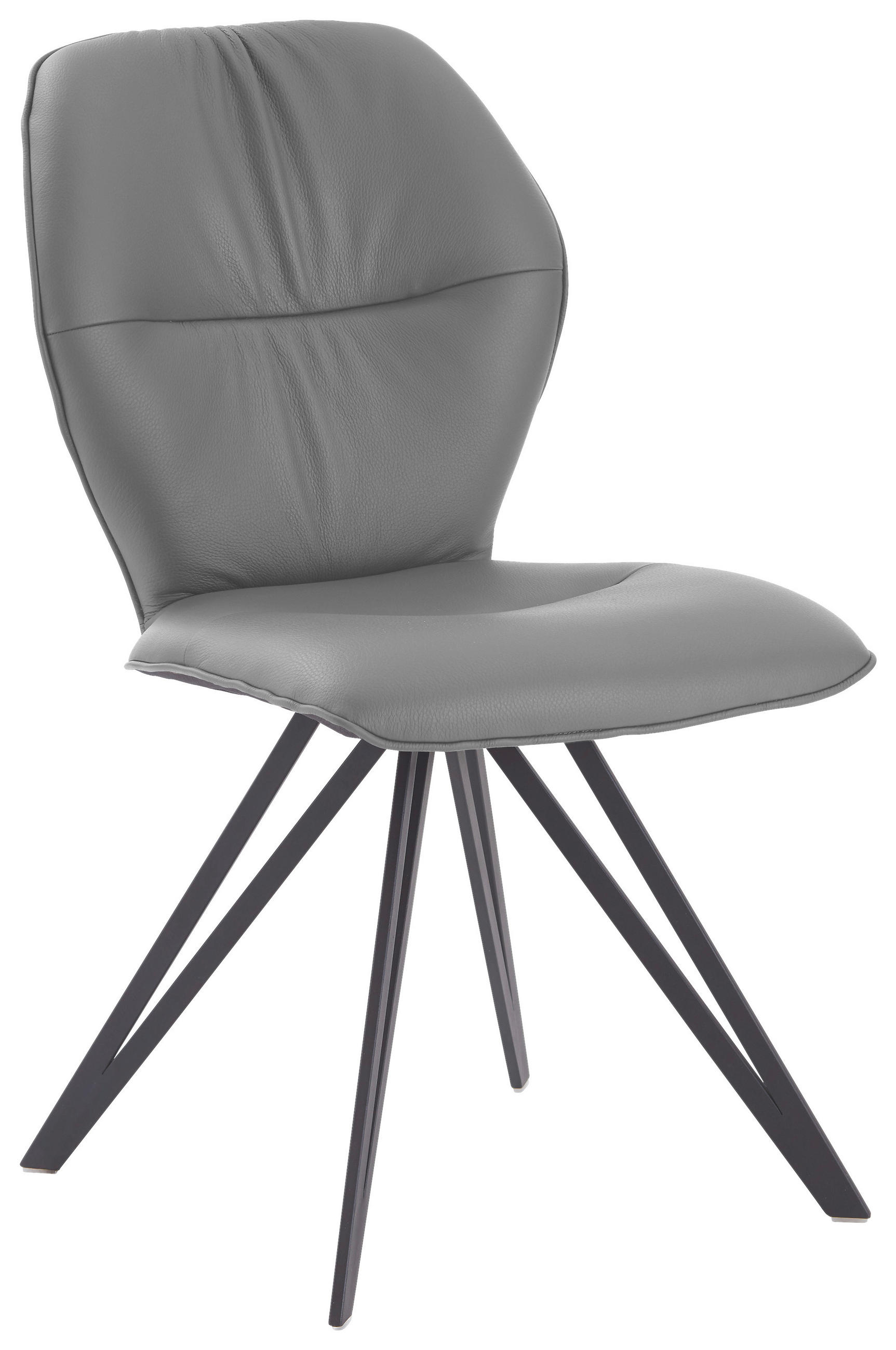 STUHL  in Eisen Echtleder pigmentiert Metall, Textil, Leder  - Schwarz/Graphitfarben, Design, Leder/Textil (58/91/59cm) - Valdera