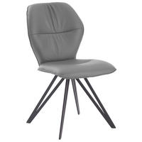 STUHL  in Echtleder pigmentiert  - Graphitfarben/Schwarz, Design, Leder/Textil (58/91/59cm) - Valdera