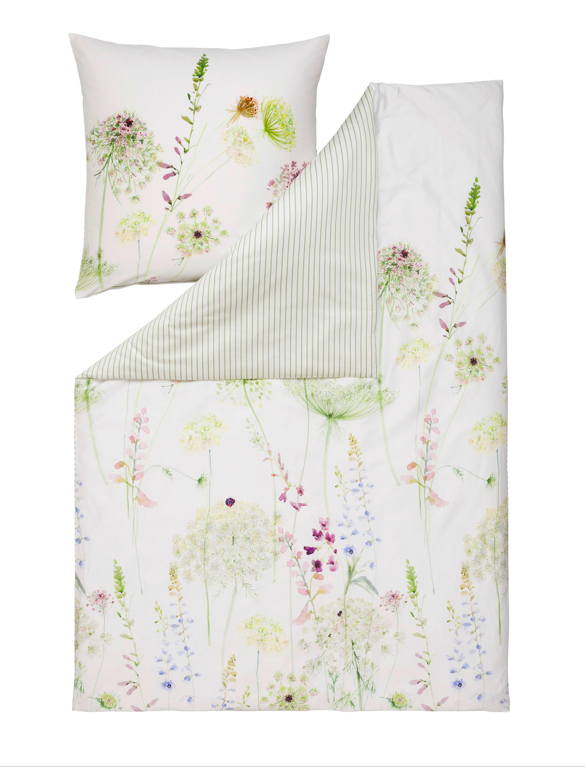 WENDEBETTWÄSCHE Meadow Satin 200/220 cm  - Grün, LIFESTYLE, Textil (200/220cm) - Estella