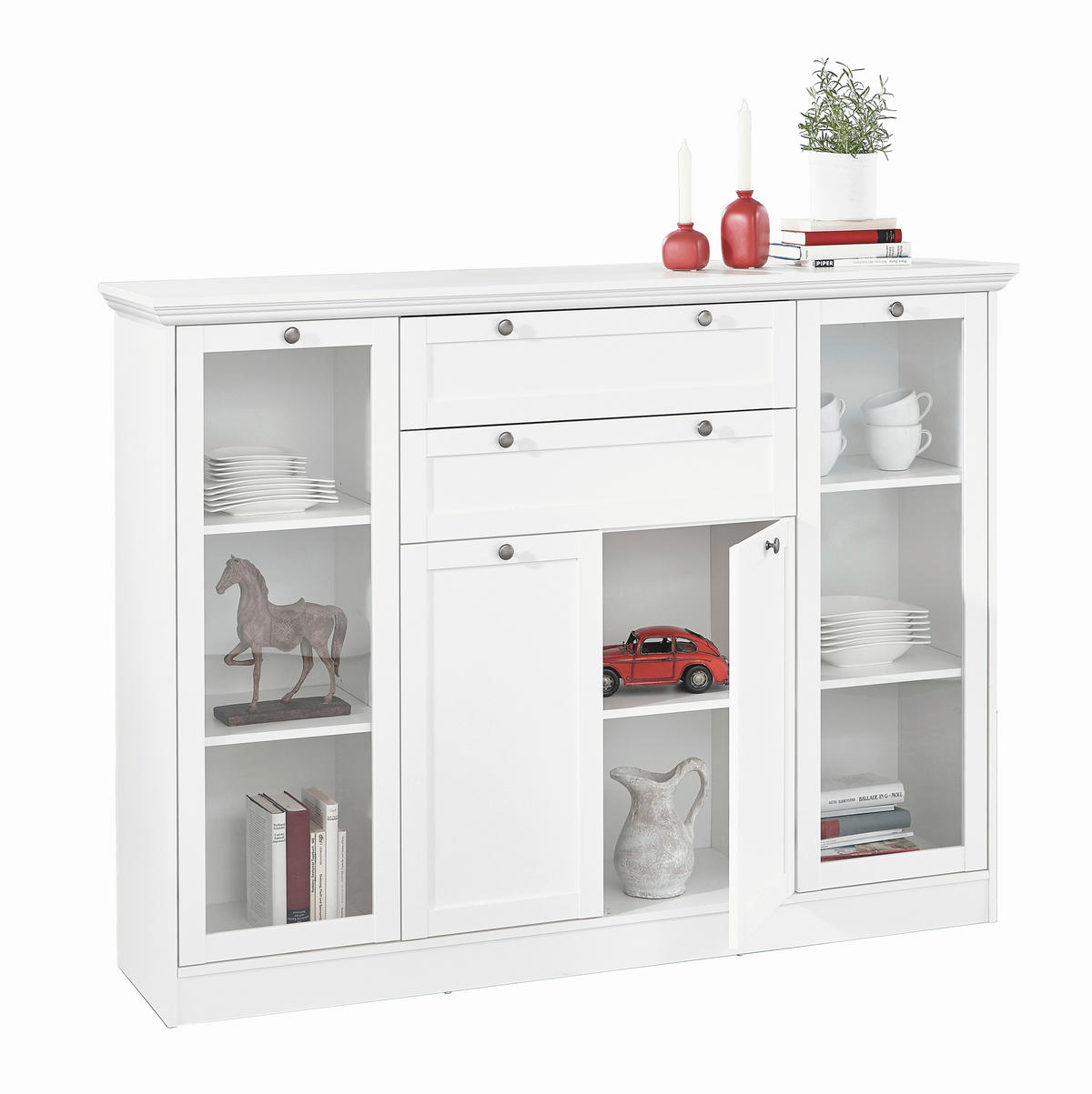 VISOKA KOMODA   160/120/40 cm   bela  - bela/crna, Lajfstajl, metal/pločasti materijal (160/120/40cm) - Landscape