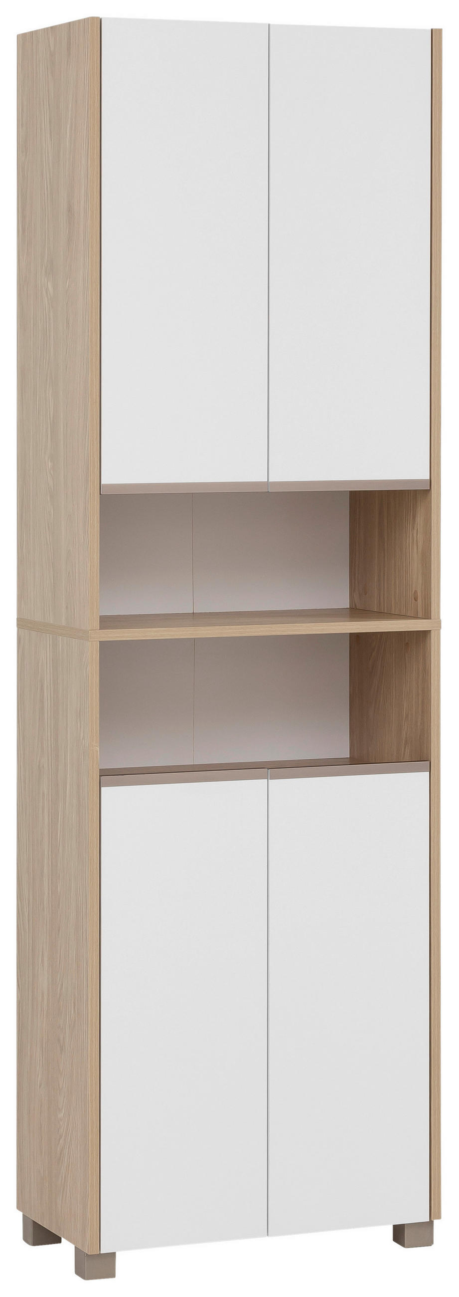 HOCHSCHRANK 57/186,5/33,1 cm  - Edelstahlfarben/Eichefarben, MODERN, Holzwerkstoff/Kunststoff (57/186,5/33,1cm) - MID.YOU