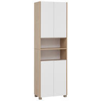 HOCHSCHRANK 57/186,5/33,1 cm  - Edelstahlfarben/Eichefarben, MODERN, Holzwerkstoff/Kunststoff (57/186,5/33,1cm) - MID.YOU
