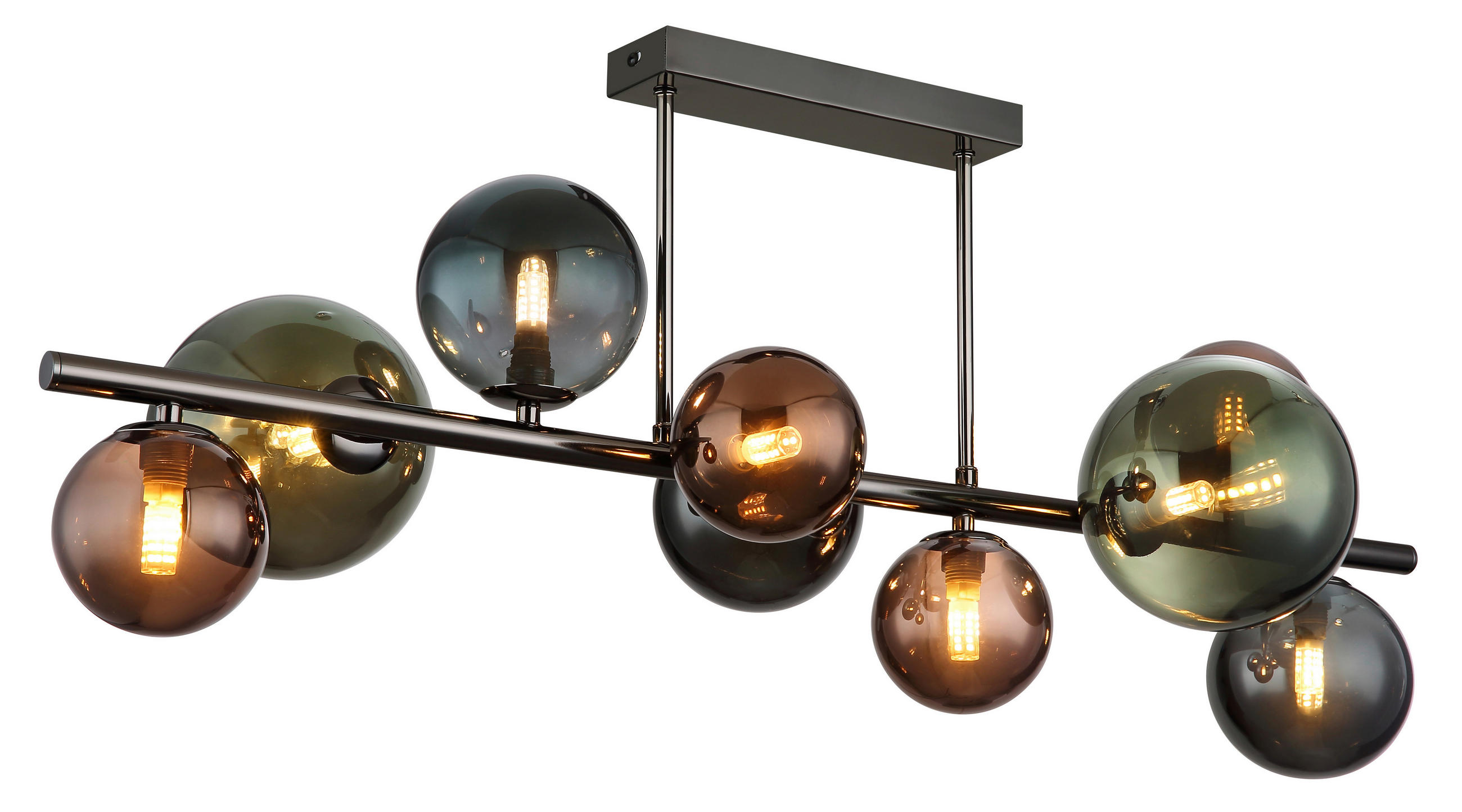 LED-DECKENLEUCHTE 87/30/38 cm   - Petrol/Bronzefarben, Design, Glas/Metall (87/30/38cm) - Globo
