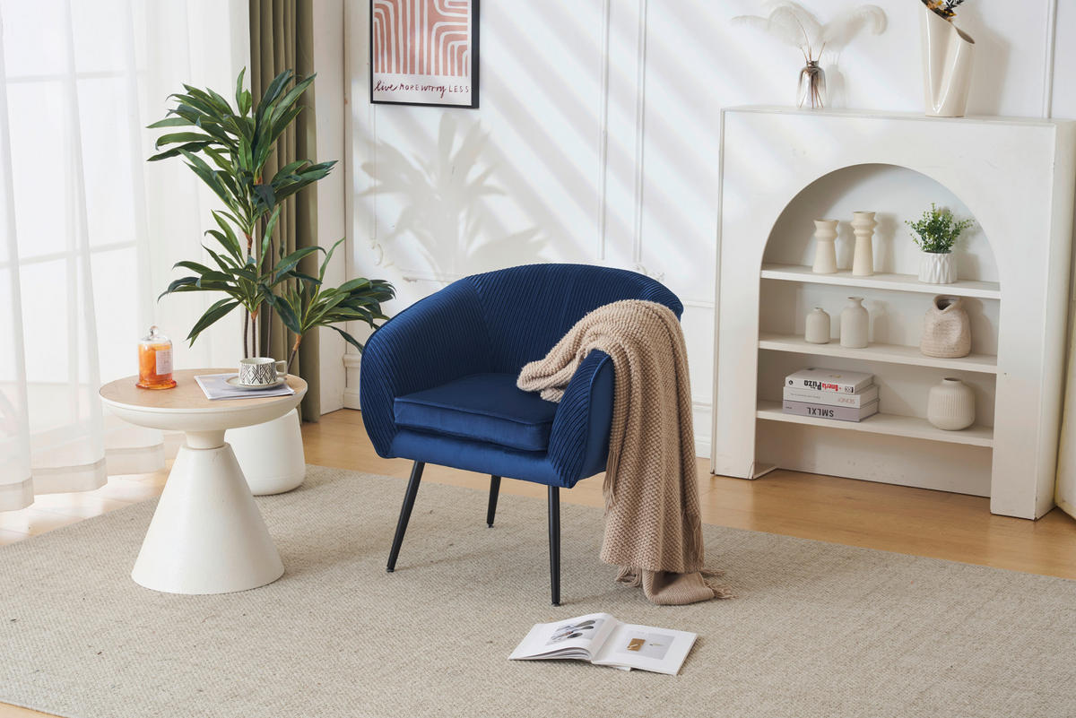 KRESLO, textil, modrá - čierna/modrá, Modern, kov/textil (69/75/65cm) - P & B