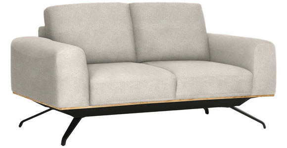 2-SITZER-SOFA  in Struktur Creme  - Creme/Schwarz, Design, Holz/Textil (166/85-104/95cm) - Novel